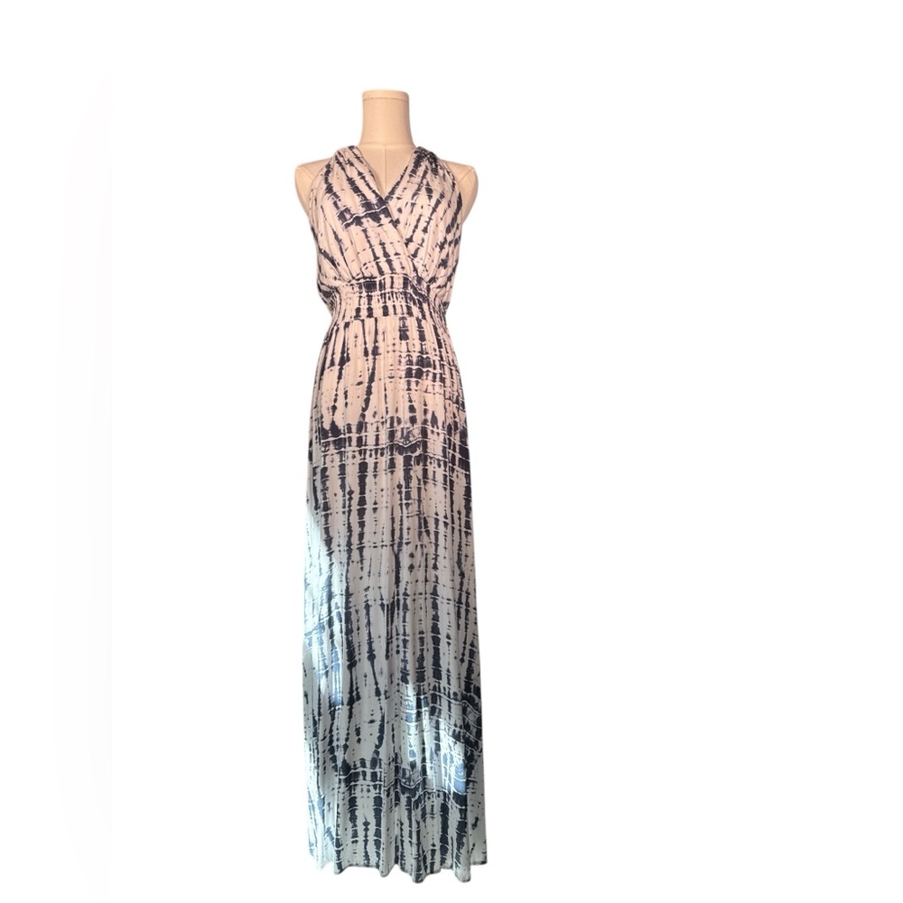 Sandra Darren Blue and‎ White Maxi Dress